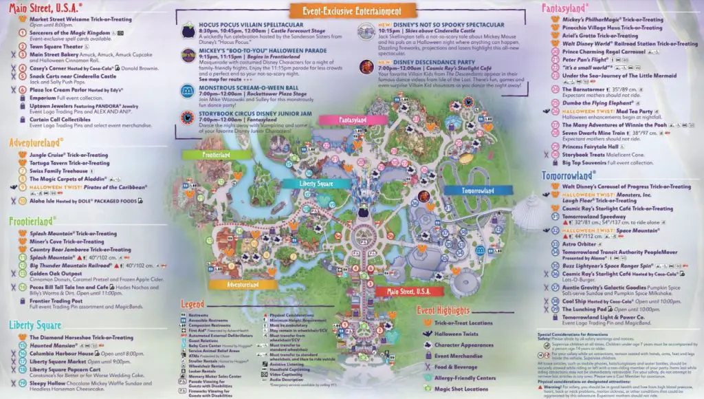 Mickey's not so scary Halloween party map