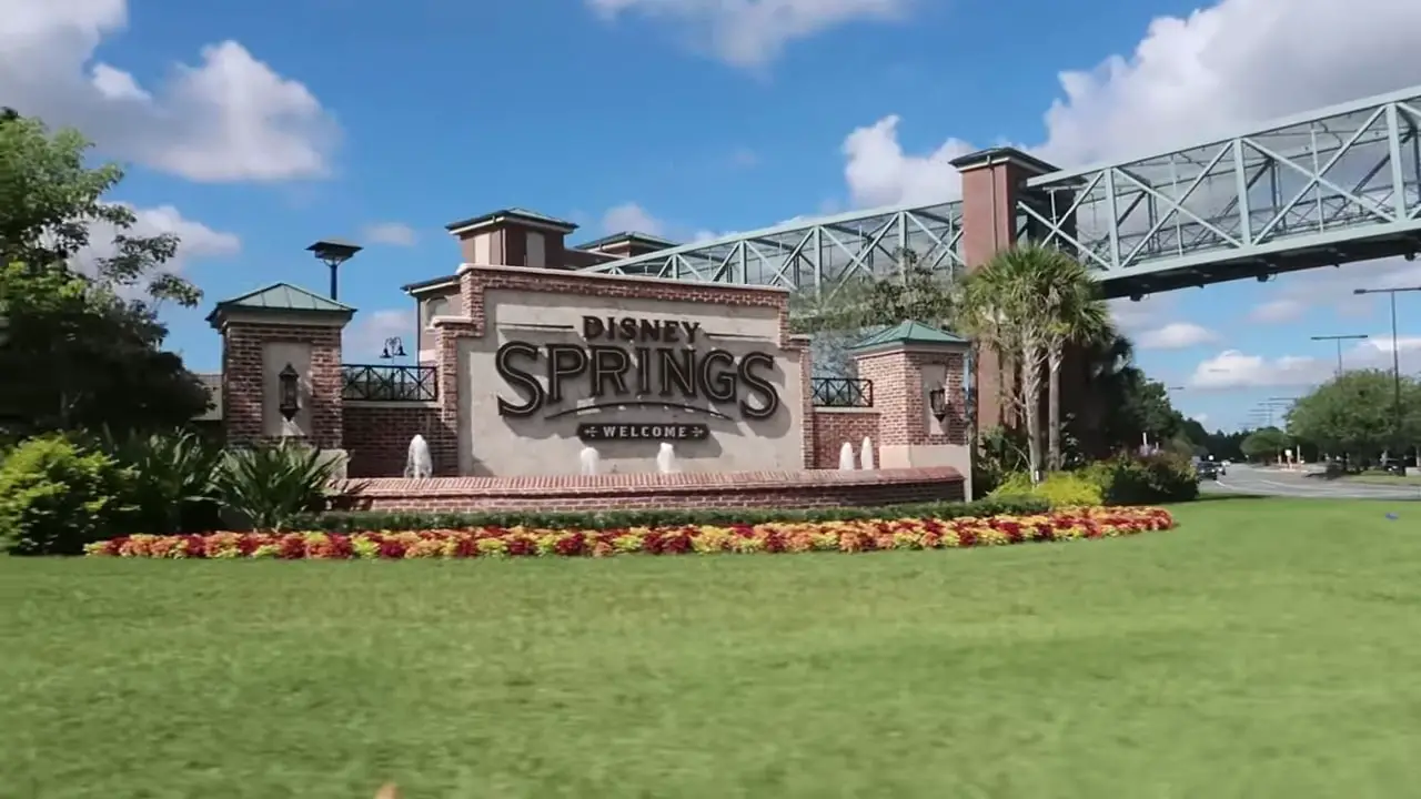 disney springs sign from road